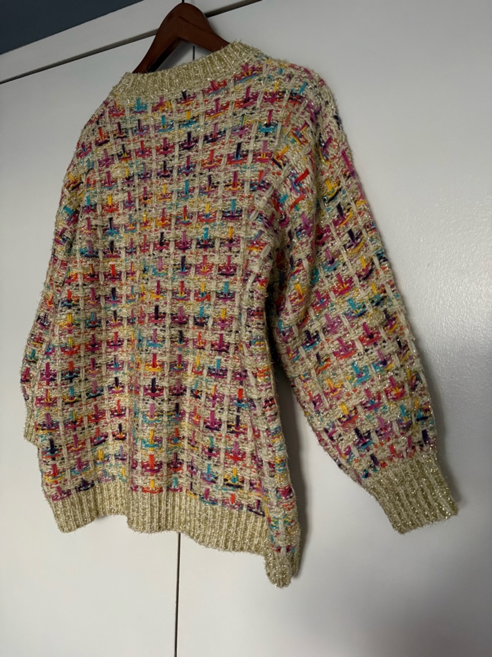 Stellah Multicolor Tweed Crewneck Sweater in Beige Base - Picture 10 of 10